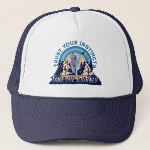 Vertrouw Je Intuïtie Arctische Wolf Avontuur Kunst Trucker Pet