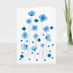 Vertrouw Je Reis   Blauwe Wilde Bloem Wenskaart Kaart