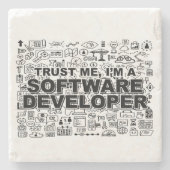 Vertrouw me dat ik een softwareontwikkelaar ben stenen onderzetter (Voorkant)