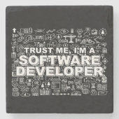 Vertrouw me dat ik een softwareontwikkelaar ben stenen onderzetter (Voorkant)