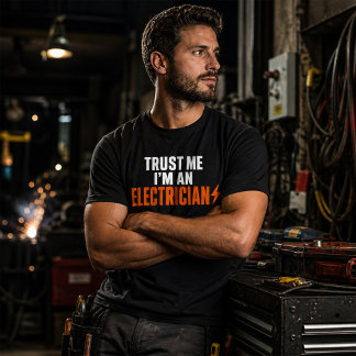 Vertrouw me, ik ben een elektricien Modern zwart T-shirt