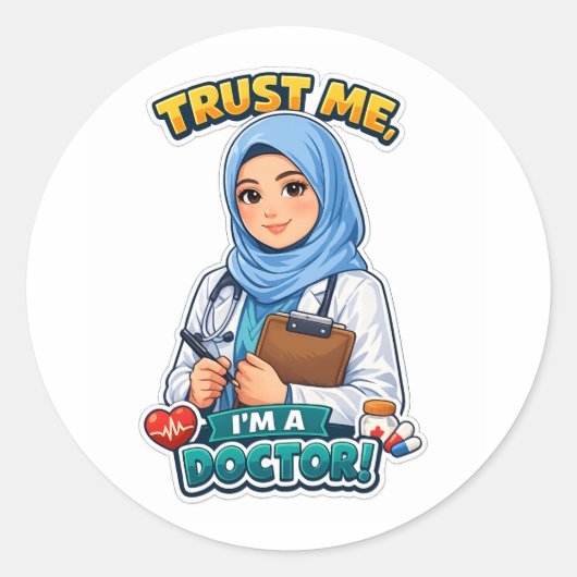 Vertrouw Me Ik Ben Een Hijabi Dokter Sticker (Voorkant)