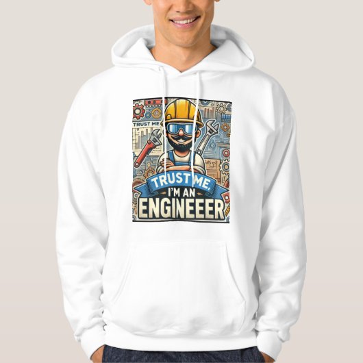 Vertrouw me, ik ben een ingenieur 3D-ontwerper Hoo Hoodie (Voorkant)