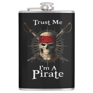 Vertrouw me, ik ben een piratenschedel en zwaarden heupfles