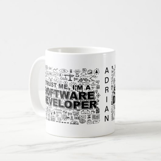 Vertrouw me, ik ben een softwareontwikkelaar koffiemok (Voorkant links)