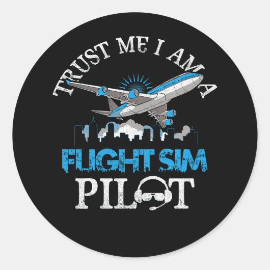 Vertrouw me in een vluchtsimulator SIM-pilootavita Ronde Sticker (Voorkant)