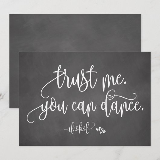 Vertrouw me, je kan dansen Alcohol huwelijksbord Kaart (Voorkant / Achterkant)
