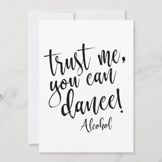 Vertrouw me, je kan dansen Betaalbaar trouwbord Kaart (Voorkant)