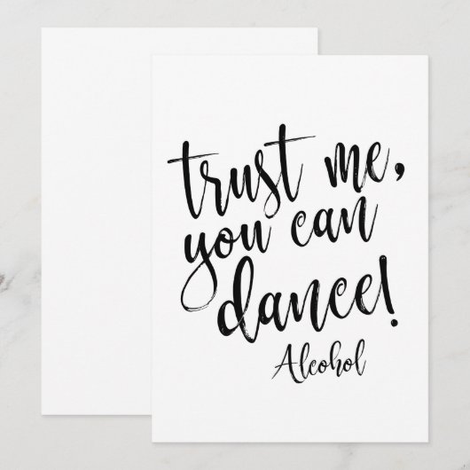 Vertrouw me, je kan dansen Betaalbaar trouwbord Kaart (Voorkant / Achterkant)
