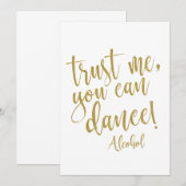 Vertrouw me, je kan dansen  Betaalbaar trouwbord Kaart (Voorkant / Achterkant)