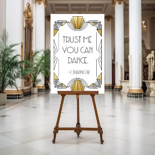 Vertrouw me, je kan dansen Wit & Goud Art Deco bor Poster