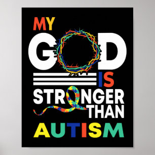 Vertrouw mijn God is sterker dan autisme bewustzij Poster