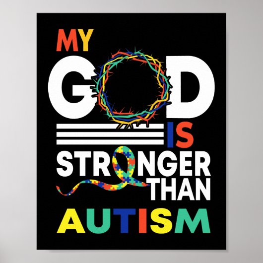 Vertrouw mijn God is sterker dan autisme bewustzij Poster (Voorkant)