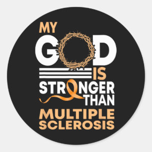Vertrouw mijn God is sterker dan multiple sclerose Ronde Sticker