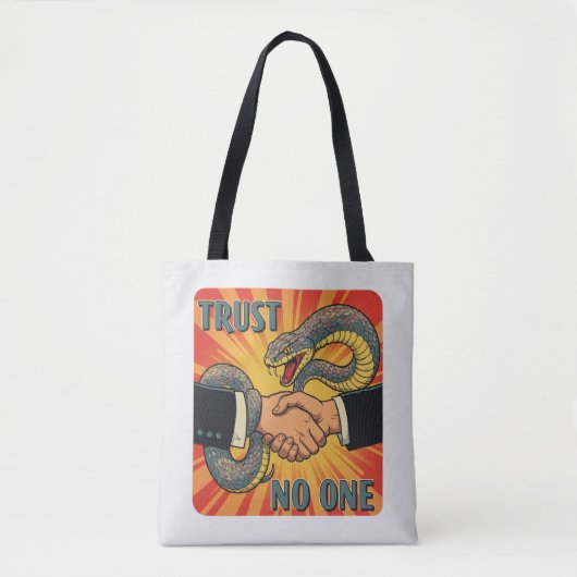 Vertrouw niemand - Retro Snake Handshake Art | Tote Bag (Voorkant)
