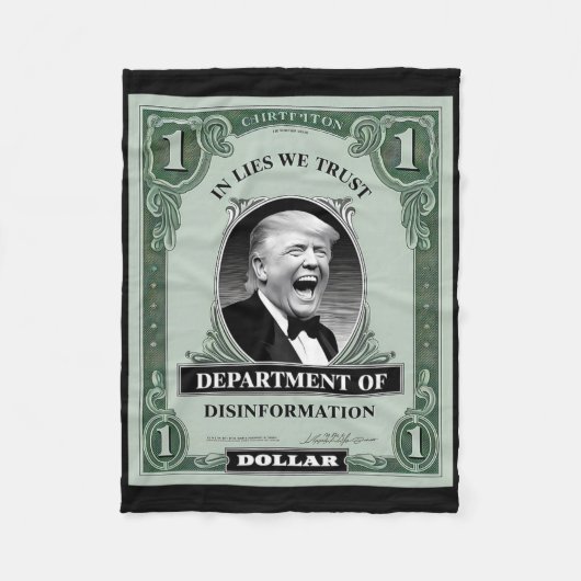 "Vertrouw niemand" - Trump Banknote Parodie 1 Fleece Deken (Voorkant)