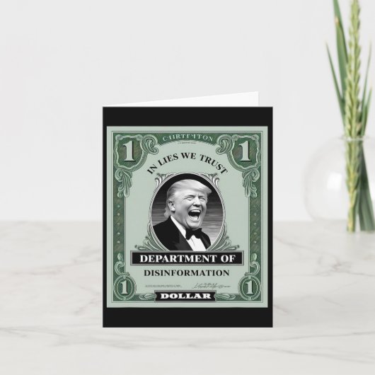 "Vertrouw niemand" - Trump Banknote Parodie 1 Kaart (Voorkant)