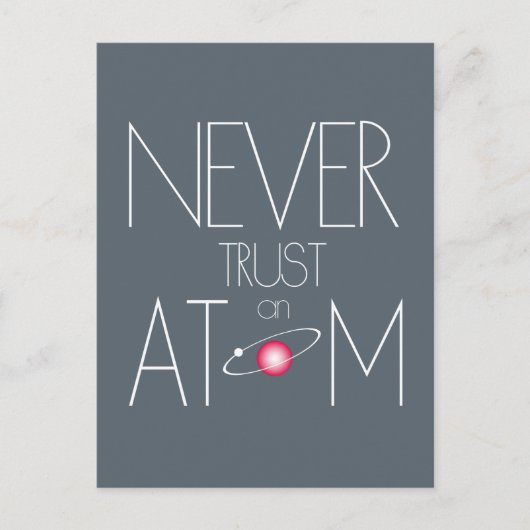 Vertrouw nooit atoom briefkaart (Voorkant)