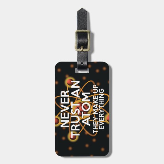 VERTROUW NOOIT EEN ATOOM Science Grap Bagagelabel (Voorkant verticaal)