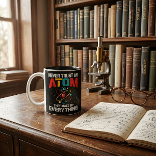 Vertrouw nooit een atoom Ze maken alles Tweekleurige Koffiemok