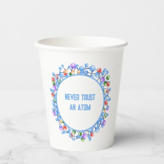 Vertrouw nooit op een Atom Grappig Wetenschapsthem Papieren Bekers (Voorkant)
