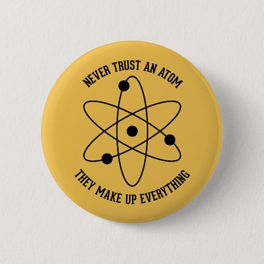 Vertrouw nooit op een Atom Ronde Button 5,7 Cm (Voorkant)