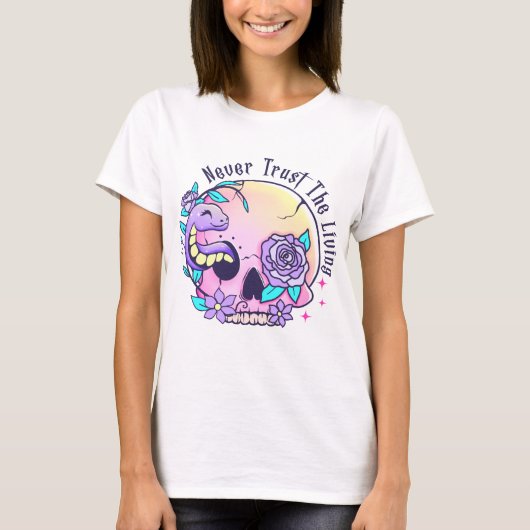 Vertrouw nooit op het leven t-shirt (Voorkant)