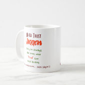 Vertrouw nooit op Joggers. Funny Quote Humor Tea C Mok (Voorkant links)