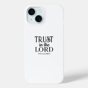 Vertrouw op de Bijbel vers zwart en wit iPhone 15 Case
