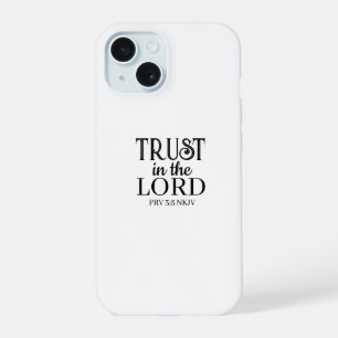 Vertrouw op de Bijbel vers zwart en wit iPhone 15 Case