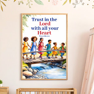 Vertrouw op de Christelijke kunst van de kinderkam Poster