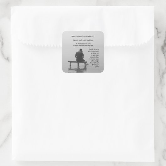 Vertrouw op de Heer Bemoedigende Opbeurende Bijbel Vierkante Sticker (Tas)