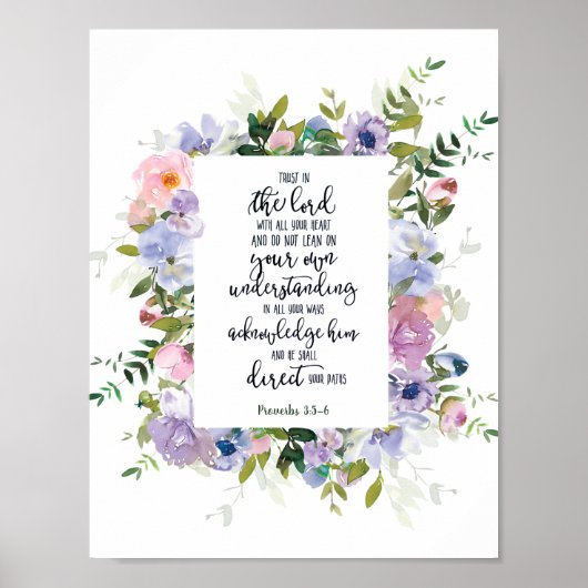 Vertrouw op de Heer bloemen Poster (Voorkant)
