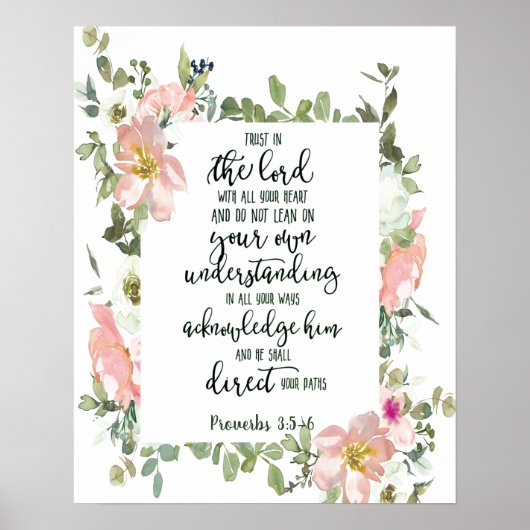 Vertrouw op de Heer bloemmotief Poster (Voorkant)