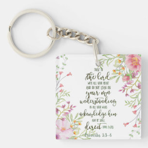 Vertrouw op de Heer bloemrijk Sleutelhanger