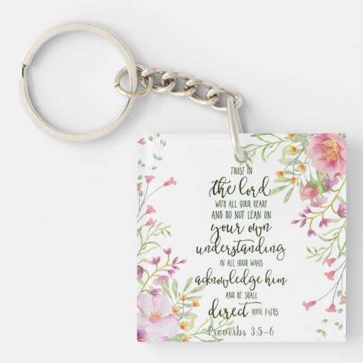 Vertrouw op de Heer bloemrijk Sleutelhanger (voorkant)