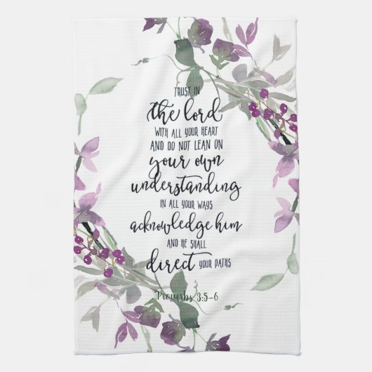 Vertrouw op de Heer bloemrijk  Theedoek (Verticaal)