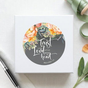 Vertrouw op de Heer Bloemrijke Christelijke Sticke Ronde Sticker