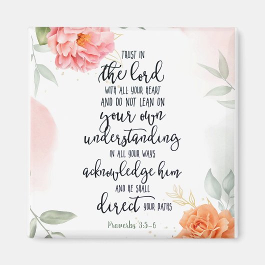 Vertrouw op de Heer bloemschikking Magneet (Voorkant)