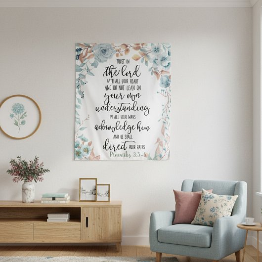 Vertrouw op de Heer bloemschikking Wandkleed