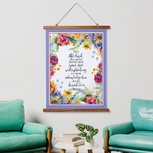 Vertrouw op de Heer bloemstuk Hangend Wandkleed (Woonkamer)