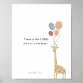 Vertrouw op de heer giraffe met ballonnen poster (Voorkant)