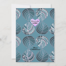 Vertrouw op de Lord Fish Leaves Periwinkle Christm Feestdagenkaart