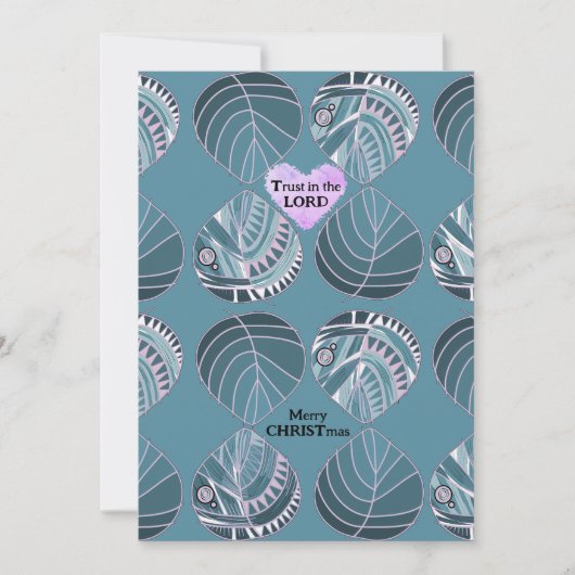 Vertrouw op de Lord Fish Leaves Periwinkle Christm Feestdagenkaart (Voorkant)