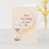 Vertrouw op de timing van uw levensCitaat-uurglas Kaart (Gele Bloem)