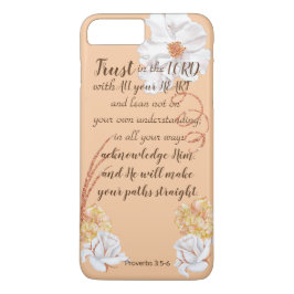 Vertrouw op de witte rozen van de Heer in goudroze iPhone 8/7 Plus Hoesje