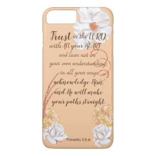 Vertrouw op de witte rozen van de Heer in goudroze iPhone 8/7 Plus Hoesje
