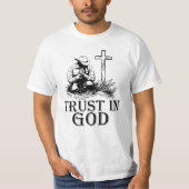 Vertrouw op God, Cowboy T-shirt (Voorkant)