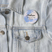 Vertrouw op God Inspirerende Aangepaste Naam Blauw Ronde Button 5,7 Cm (In situ)