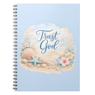 "Vertrouw op God" Kuststrand Aquarel Christelijk Notitieboek